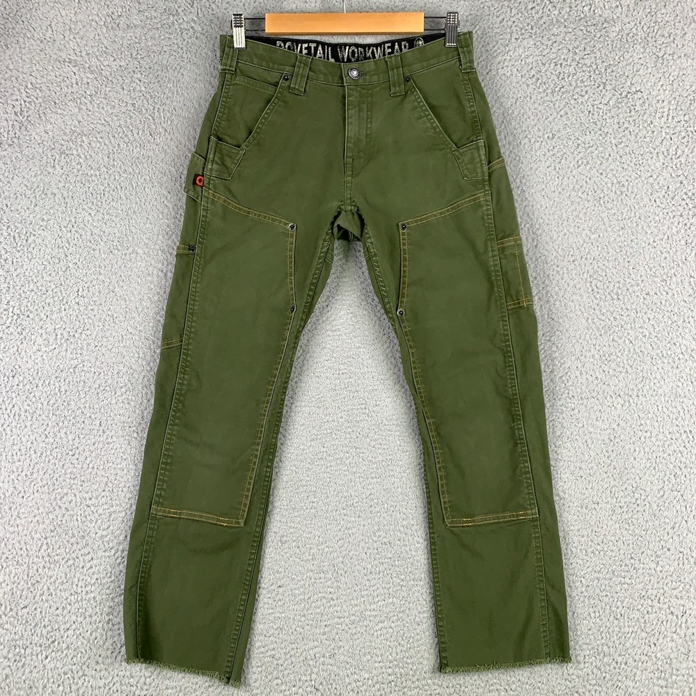 Dovetail Workwear The Maven Pants Womens 4/32 Moss Green Slim Double Knee Canvas